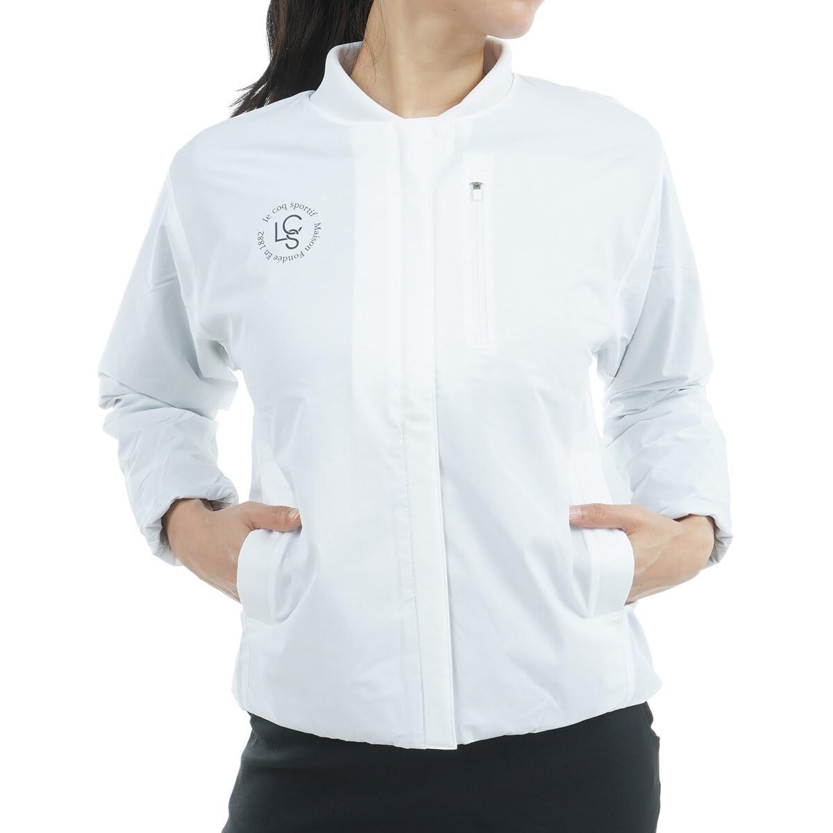 

Le Coq Sportif Golf Stretch Forcer Collarless Heat Cold Size L Blouson, Windproof, Navi, Weather, Golf, Women s, LG4FWB01L, White,