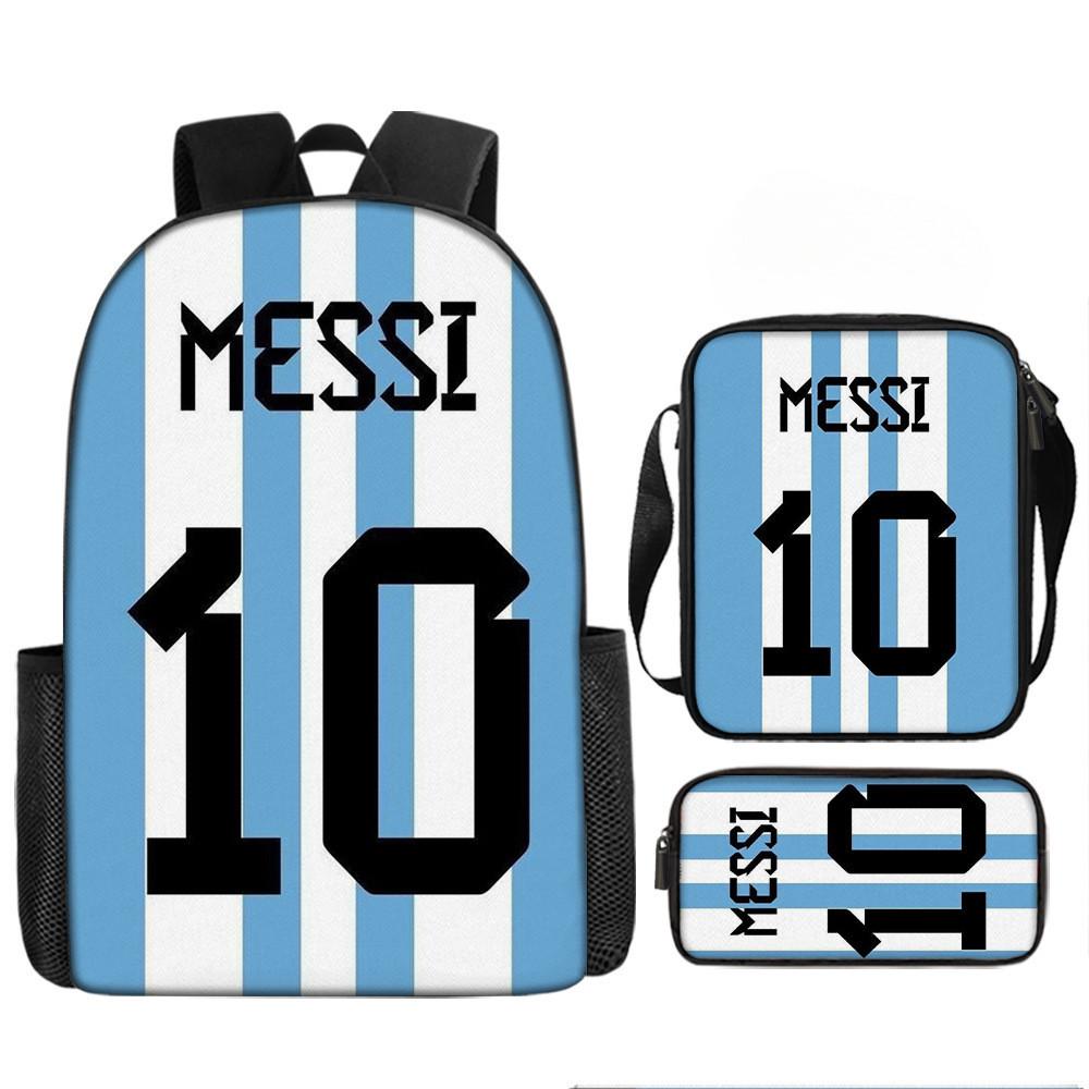 Messi Soccer Kids Backpack Set With Breathable Oxford Fabric For School Children