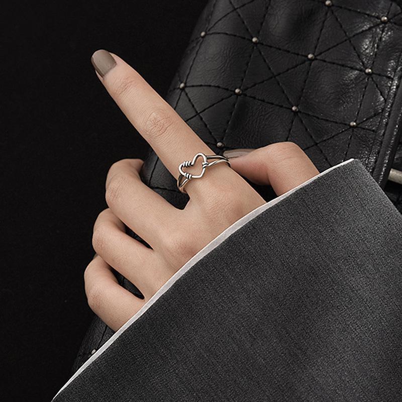 Minimalist Retro Heart-Shaped Women s Index Ring - Trendy Korean Style Accessory Adjustable Open