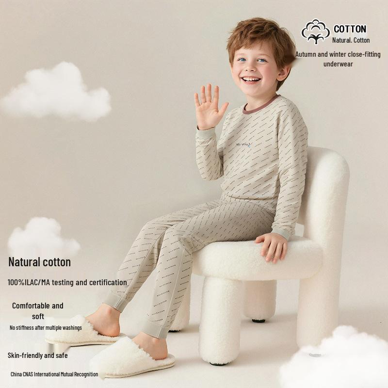 

Boys Pure Cotton Long Sleeve Pajama Set - Spring & Autumn 130cm (Height 113-123cm)
