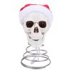Xmas Tree Topper Skull with Hat 7.48 Inch Xmas Tree Topper Skeleton Ornament Spooky Decoration for Home Party Festival