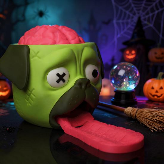 Yousheng Zombie Pug Candy Dispenser Fun Interactive Toy with Spring-Loaded Release Novelty Candy Gadget for Halloween Parties & Dog Lovers