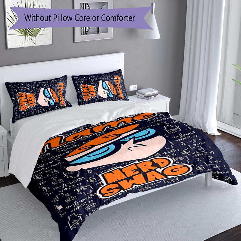 3pcs Custom Name Dexter's Laboratory Set,Includes 1 Duvet Cover and 2 Pillowcases,All-season Bedroom Decor