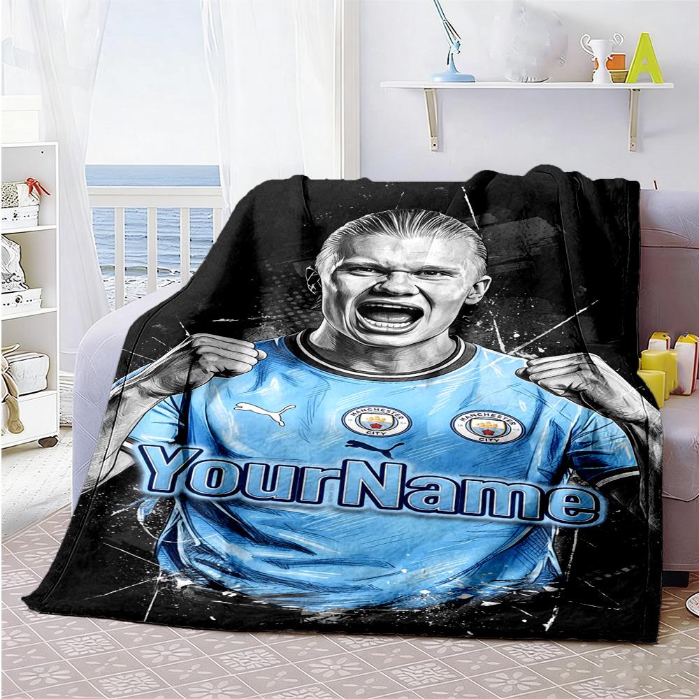 Haaland 7 Customize Text Blanket Lightweight Personalized Blanket Ultra-Soft for Nap Bed Sofa Living Room for All Occasions