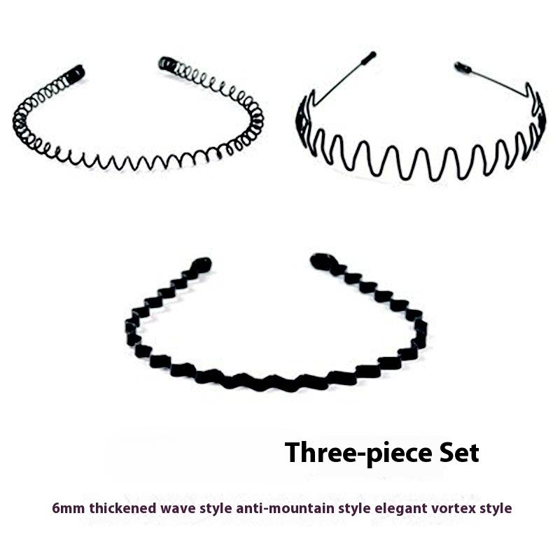 Men's Hairband Men's Hairpin Sports Headband Men's Wave Black Face Wash Headband Women's Hairpin Short Hair Headdress