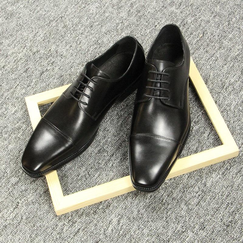 Fashion Luxury Black Man Shoes Genuine Leather Business Office Oxfords Style Dress Shoes Height Increasing Handmade Leather Shoe For Men