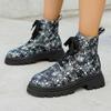 Fashion Autumn/Winter New Platform Modern Ankle Boot Women Round Toe Printed Lace-up Thick Bottom Motorcycle Boots Gothic Shoes
