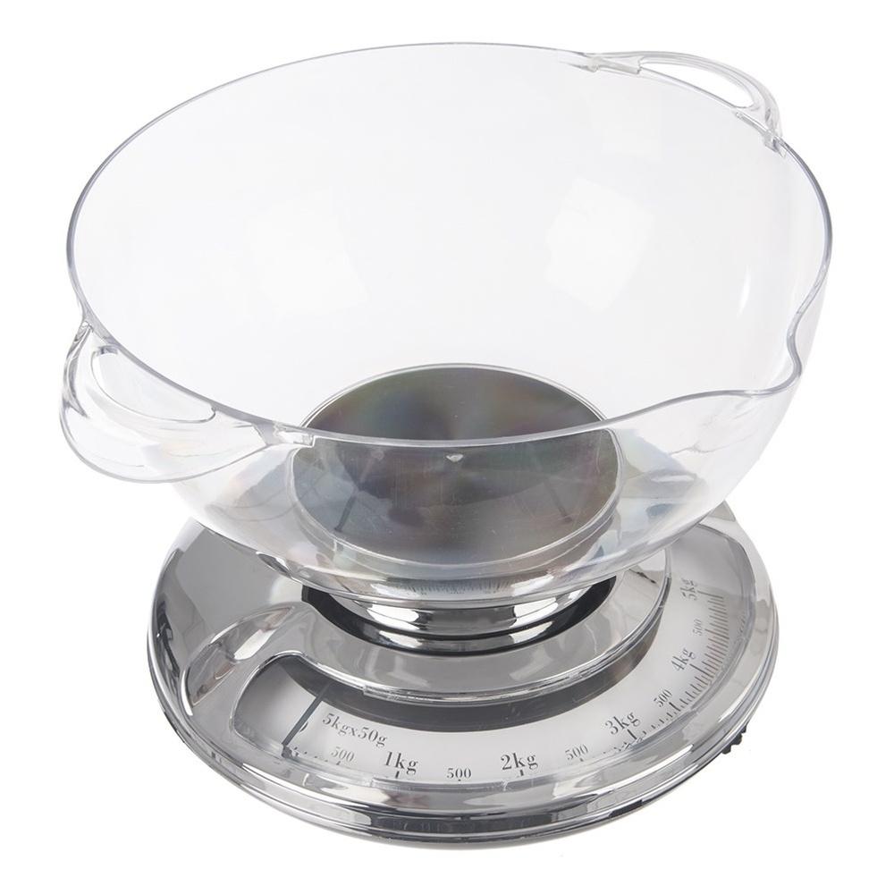 Silver Mechanical Kitchen Scale with Removable Bowl 5kg / 2.2L