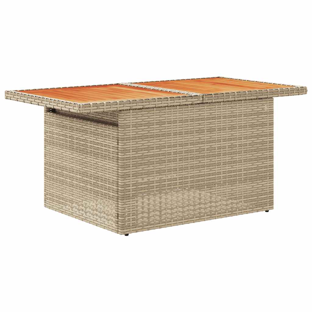9 Piece Garden Sofa Set with Cushions Beige Poly Rattan & Acacia