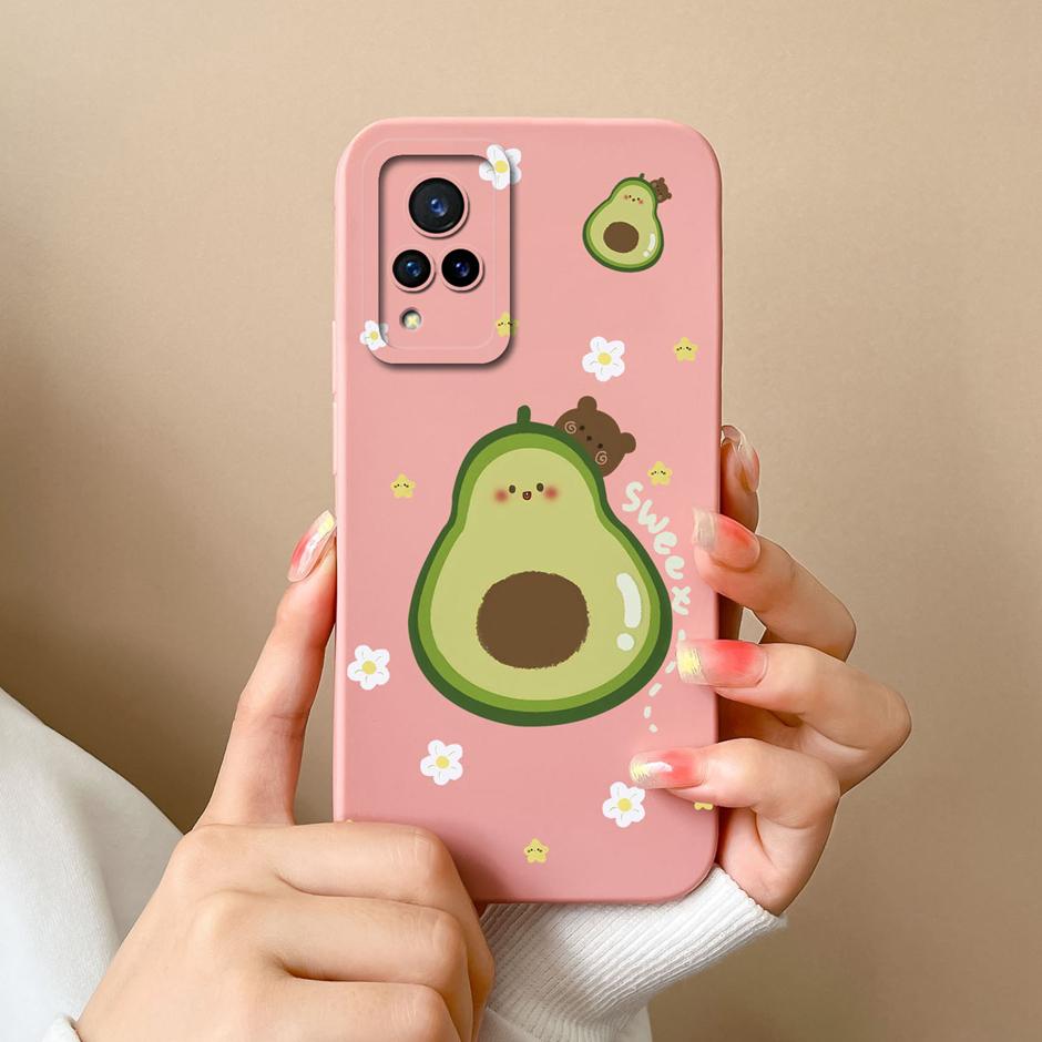 Phone Case For VIVO V21 4G 5G Cute Sweet Girls Cartoons High-quality Liquid Silicone Coque For VIVO V21 4G 5G New Design Funda