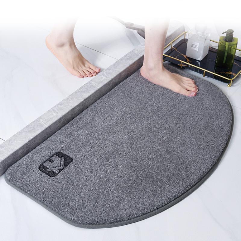 Luxurious Semi-Circular Memory Foam Bath Mat, Ultra Absorbent Bathroom Mat Anti-Slip Toilet Rug