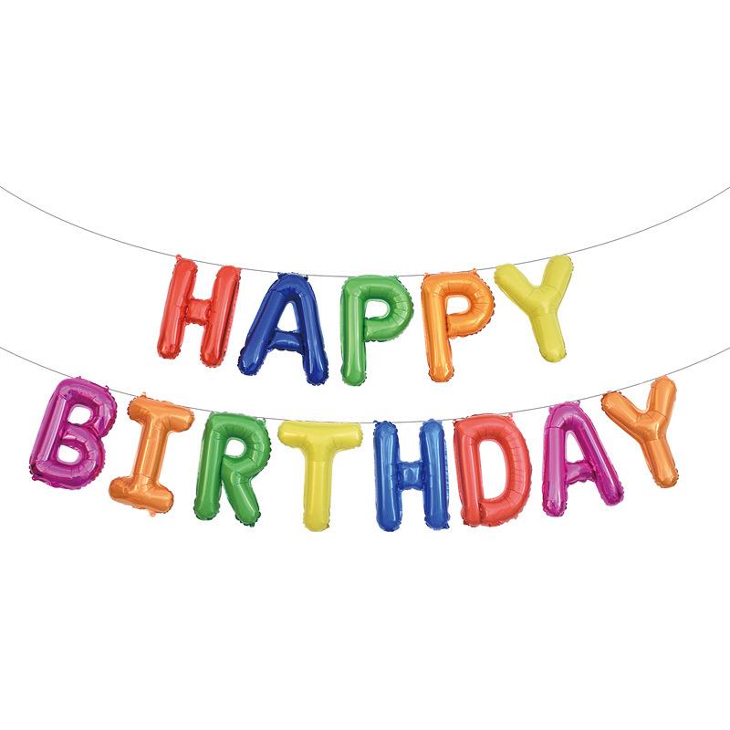 16-inch Happy Birthday Letter Balloon Set - Aluminum Film Birthday Decorations
