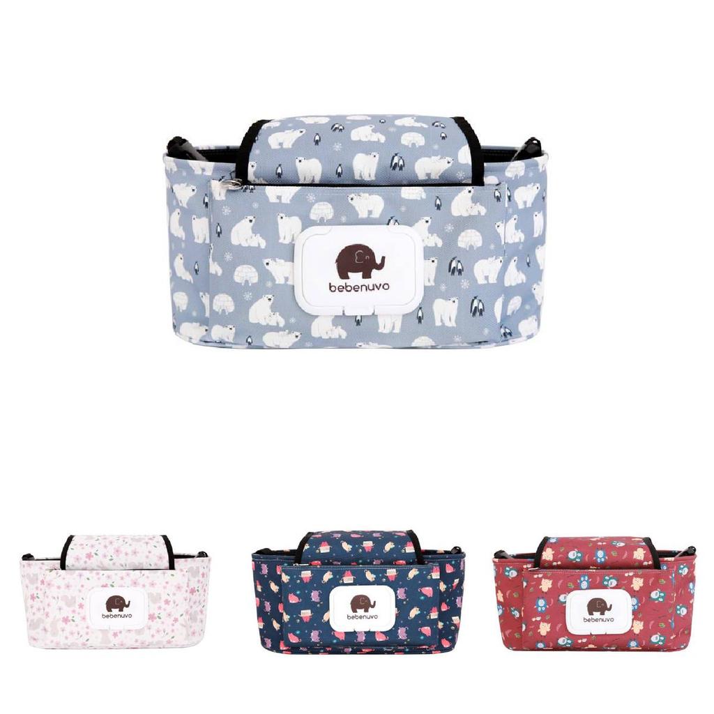 Strapazierfähige Canvas Babywagen-Hängetasche mit süßem weißem Pünktchen-Design