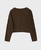 NOIRER FOR WOMAN Wool Damaged Boat Neck Knit Top (Brown)