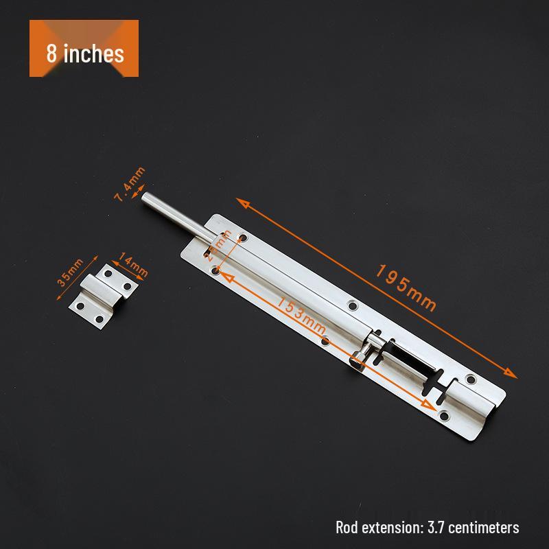 Stainless Steel Surface-Mounted Door Bolt - Anti-theft, Available in 3, 4, 5, 6, 8 inches - For Doors & Windows