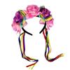 Floral Hairband Rainbow Rose Hair Hoop Halloween Decorative Tassels Role Play Costume Proms Party Live Show Headwear