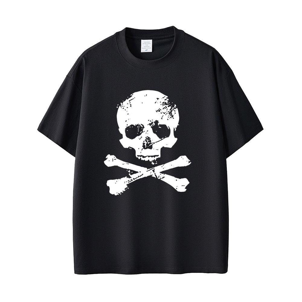 Vintage Beauty Hip Hop Pirate Skeleton and Cross Graphic Tshirt Unisex Women Retro Gothic Rock T Shirt Unisexs Oversized Streetwear