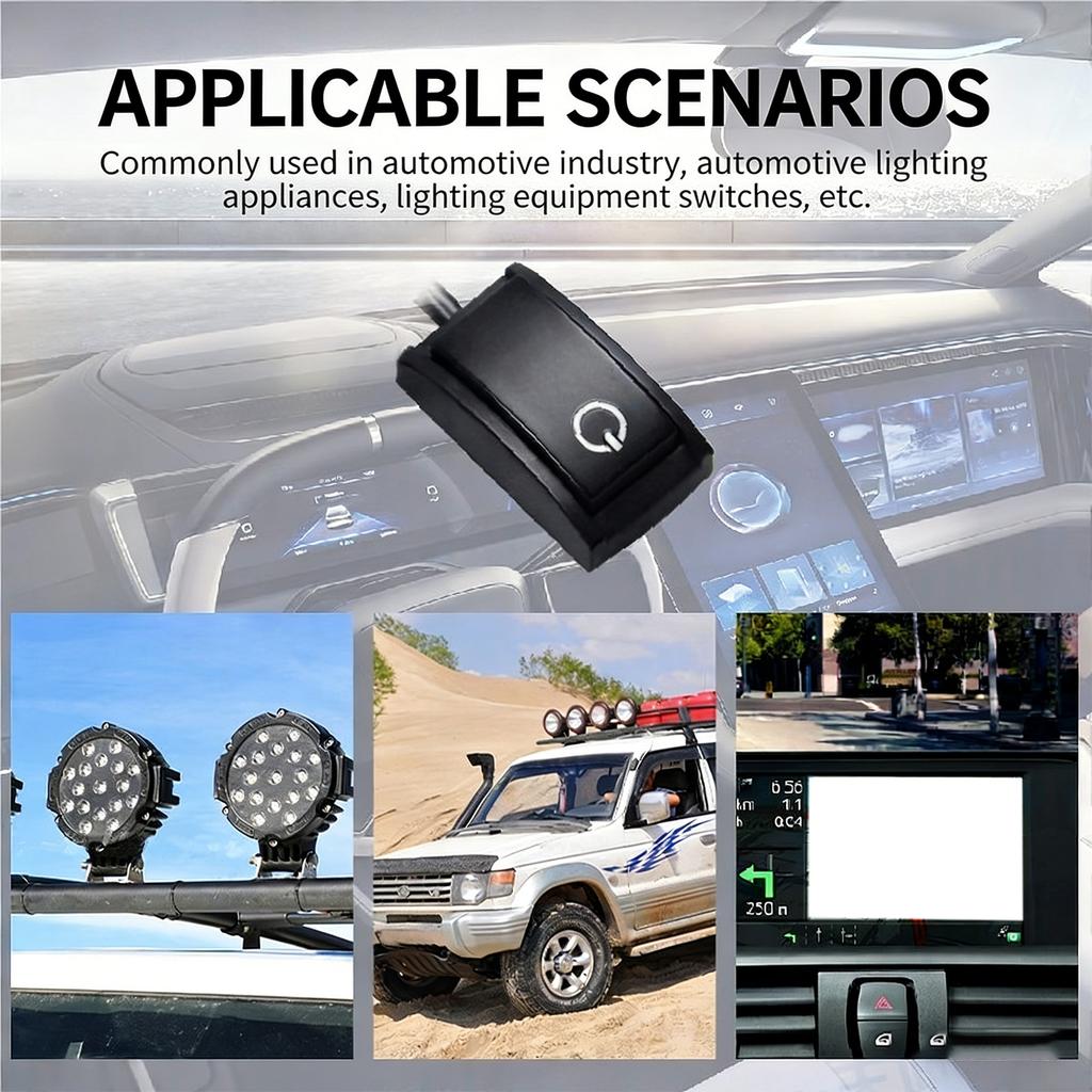 Car Modification Accessories Plastic Turn ON/OFF Switches Double Sided Tape Mount 12V Car Push Button Switches with Light