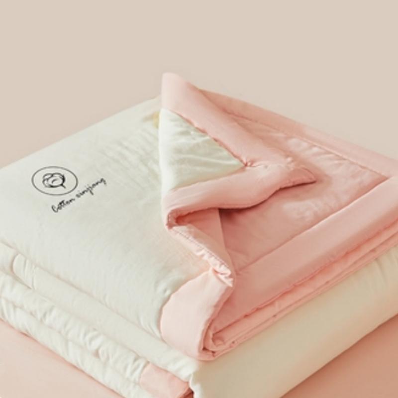 1pc Unprinted Cotton Quilt  Cool Summer Air Conditioning  Solid Color  Skin Friendly  Washable  Lightweight