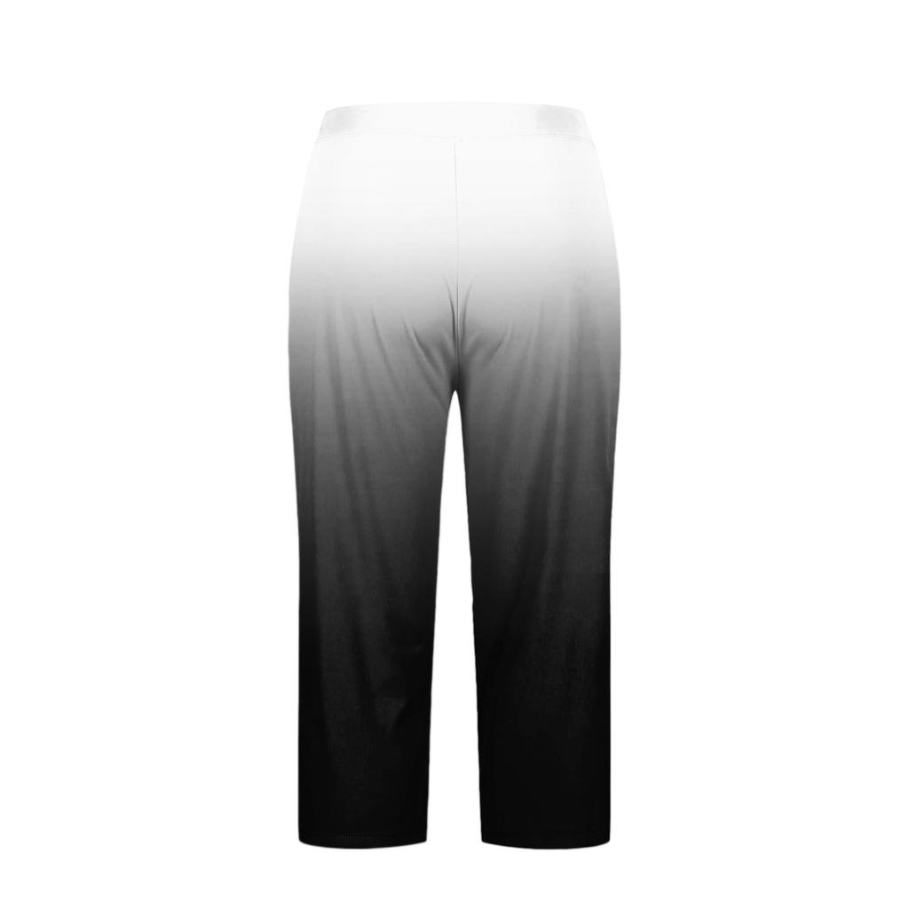 Women's High Waist Capri Pants with Pockets and Button Closure Casual Athletic Yoga Pants with Printed Design Comfortable Fit