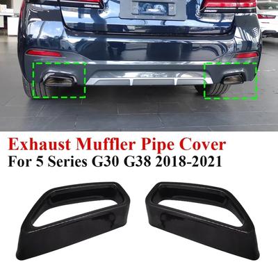 For BMW 5 Series G30 G38 2018-2021 Stainless Steel Car Rear Exhaust Muffler Pipe Cover Trim Tail Throat Frame Black