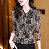 Autumn Style, Fashionable and Versatile Printed Long-sleeved Large-size Mesh Base Shirt for Female Mother Dressed Beautiful T-shirt
