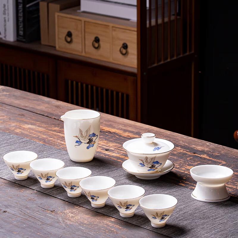 Dehua Suet Jade White Porcelain Kung Fu Tea Set