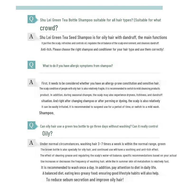 Shulei Green Tea Seed Oil Control & Anti-Dandruff Shampoo