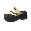 Platform slippers women's summer new retro fashion comfortable one-word drag with skirt beach drag tide