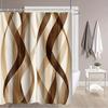4Pcs Modern Geometric Shower Curtain Set with Non-Slip Bath Mat, Toilet Lid Cover, Contour Rug & 12 Hooks, Bathroom Decor