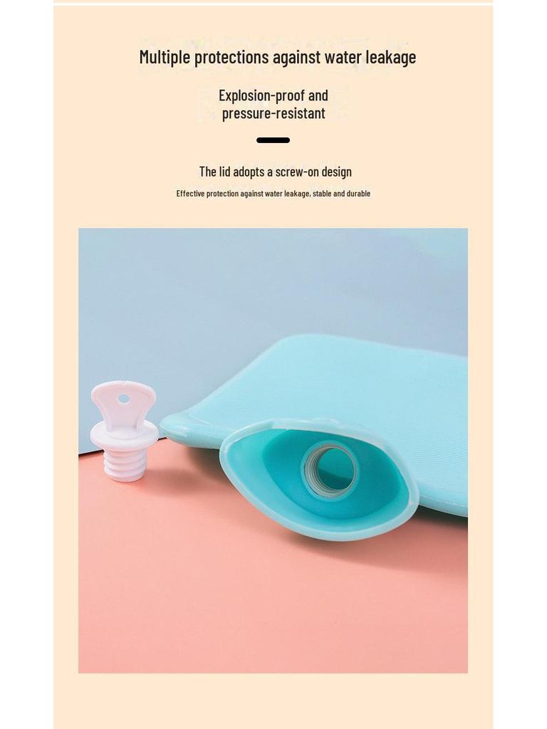 Cartoon Plush Hot Water Bag Hand Warmer - Double Plug, Detachable, Washable