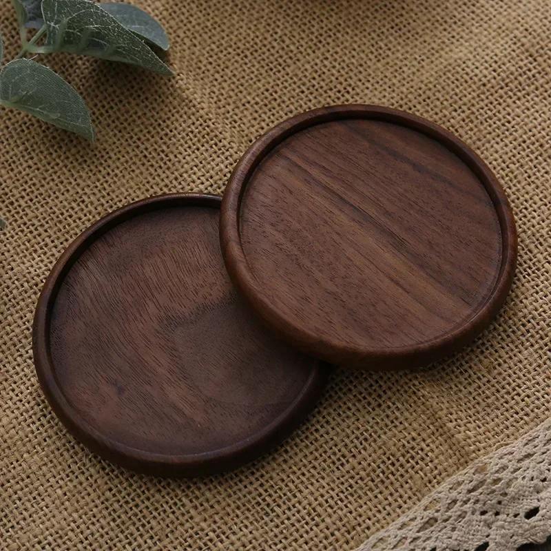 2PCS Solid Walnut Wood Coaster Round Square Beech Wood Cup Mat Durable Heat Resistant Tea Coffee Cup Pad Placemats 88cm/346in