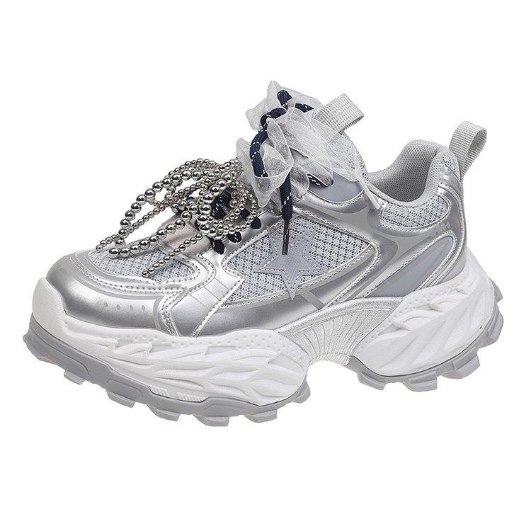 Cowhide version~ Leather heightened platform dad shoes women's 2025 spring new versatile casual fashion sneakers