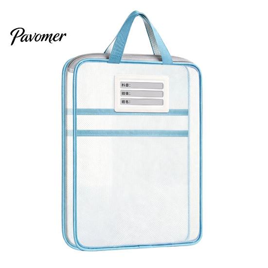 Multi-purpose Storage Kits Transparent Nylon Document Bag, Portable Lightweight Mesh File Organizer with Zipper Pouches And Strap, Large Capacity