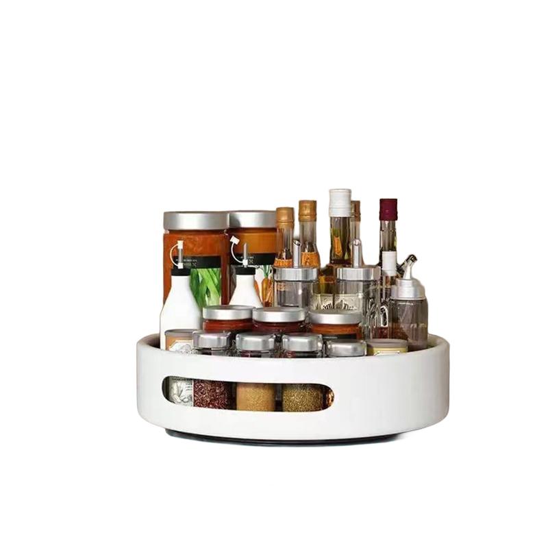 1/2 Layer Kitchen Round Spice Storage Rack Condiment Storage Tray Non-slip Cosmetic Storage Rack Kitchen Home Storage Accessory