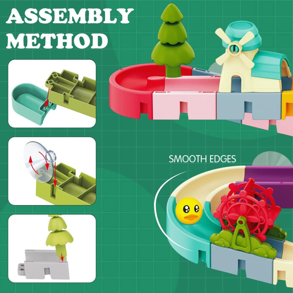 Bath Toys, Kids Bath DIY Track Balls Game Shower Watermill Slide Bathtub Water Toy for Toddlers, Educational Gift for 3-6 Year Olds Boys Girls, 62PCS