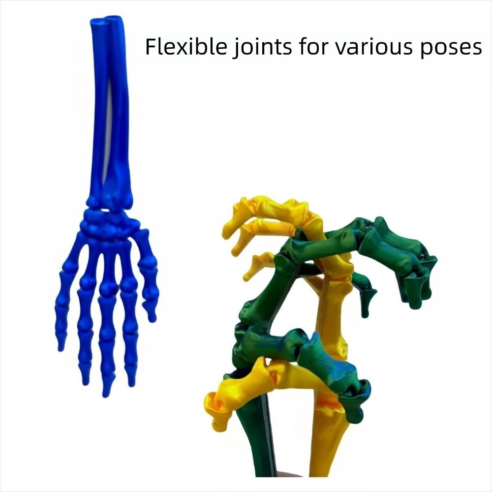 2KS Hrozné PLA 3D tištěné ozdoby lebky 7 barev umělá simulovaná kostra dlaň Halloweenská lebka ruka stolní ozdoba