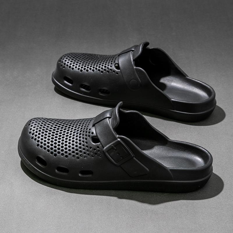 

Men Slippers Fashion Beach Shoes 2025 New Summer Wear Non Slip Silent EVA Breathable Bag Head Slippers Man Summer Slippers 40-41 чорний