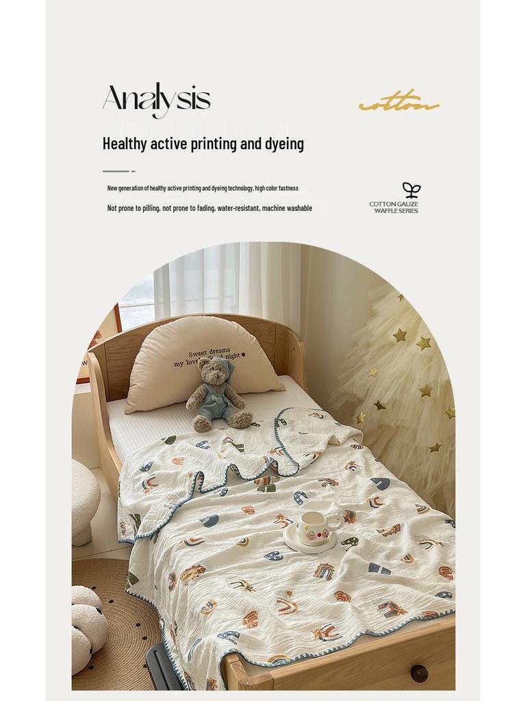 Class A Crinkled Gauze Cotton Children's Summer Quilt - Lightweight, Cooling, Machine Washable