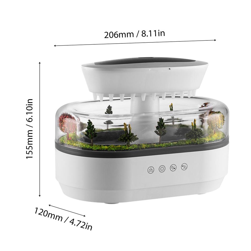 Bedroom Rain Humidifier Includes a Cool Mist Essential Oil Diffuser, a White Noise Generator with 5 Natural Sounds, 7
