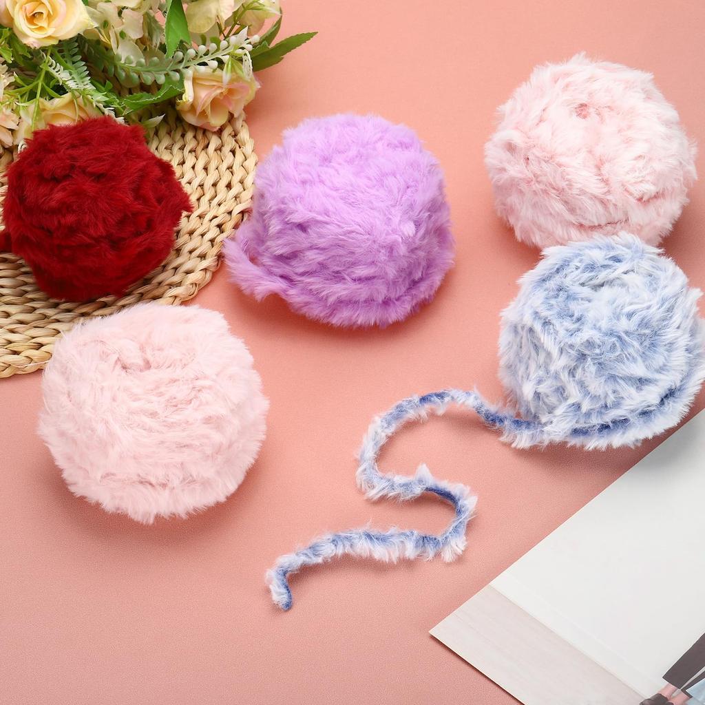 PATIKIL 64m Fuzzy Knitting Extra 1 Faux Plush Crochet Knit Bear Black Yarn, Approx. 100g, Fur-Look Yarn, Thick, Ball, Polyester, Fur, Fur, Eyelash,