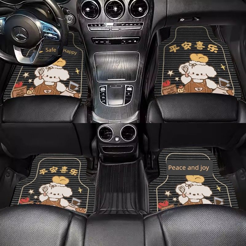 Cute Cartoon-Style Car Floor Mats, Dirt-Resistant and Soil-Scraping Resistant, Universal and Customizable Diatomaceous Earth One-Piece Car Carpet Mats