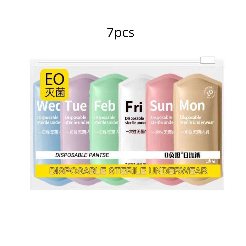 

5/7Pcs Cotton Crotch Women s Disposable Panties Mid Waist Underwears for Women Travel XXL-Colorful 7Pcs