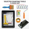 Premium DIY Industrial Grade Painter Tools Kit Paint Roller Brush Tray with Masking Tape Plastic Stick