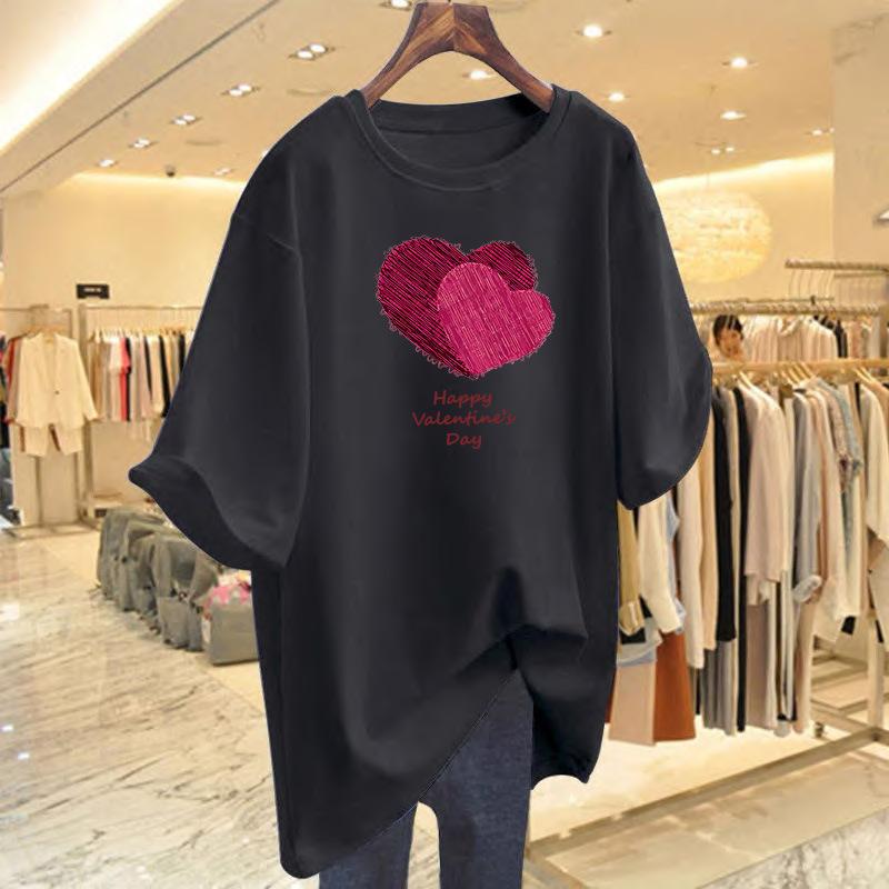 Pure cotton new t-shirt women's summer love pattern printing loose casual design bottoming shirt short sleeve isn't top