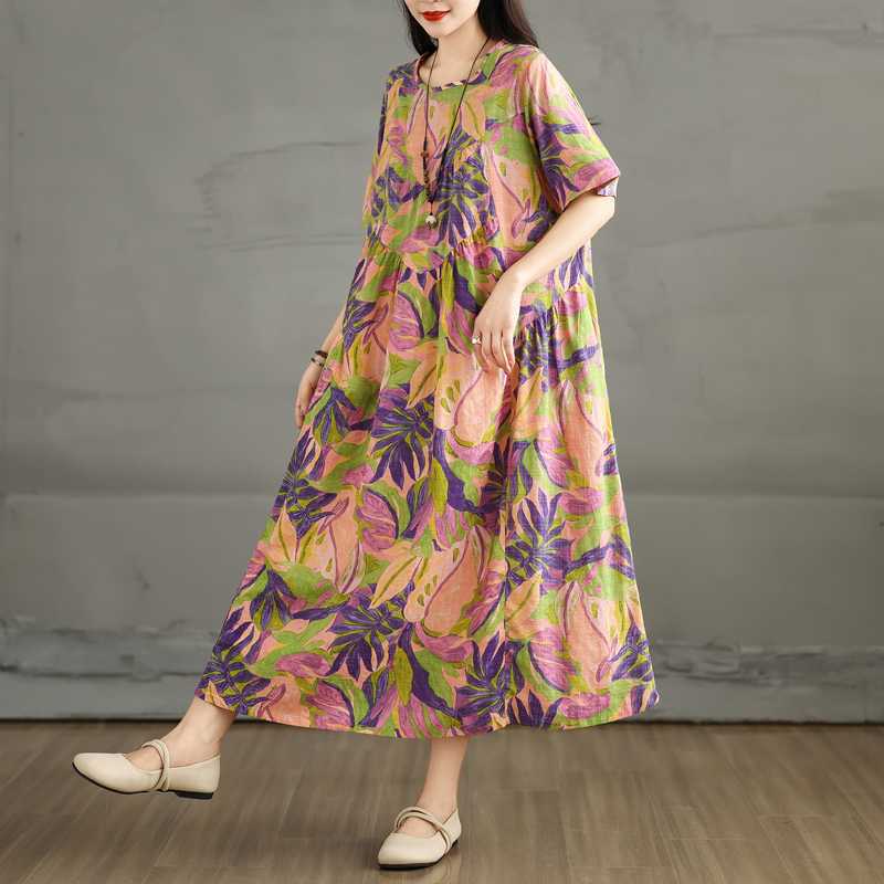 

Женское длинное платье из стираного хлопка Large size XL