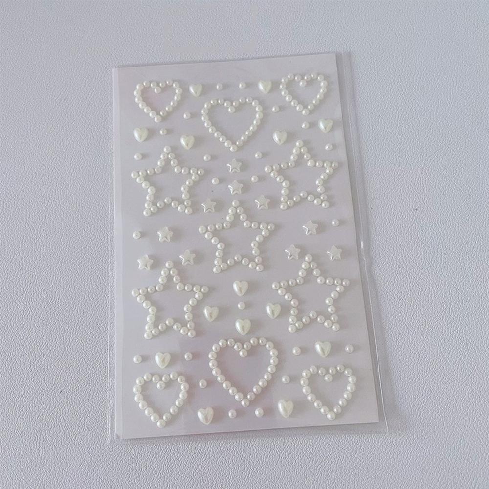 Star Heart Crystal Decoration Stickers Acrylic Imitation Pearl Stickers Gemstone Card Handmade Sticker For Girls DIY Art Supplie