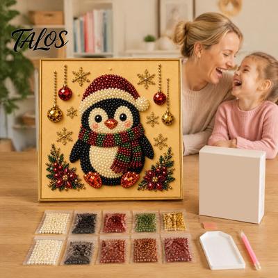 Relaxing Handmade Crafts for Adults Xmas Faux Pearl Painting Kit, Christmas 3D Art DIY Winter Scene Set Holiday Craft Project Adults, Festive