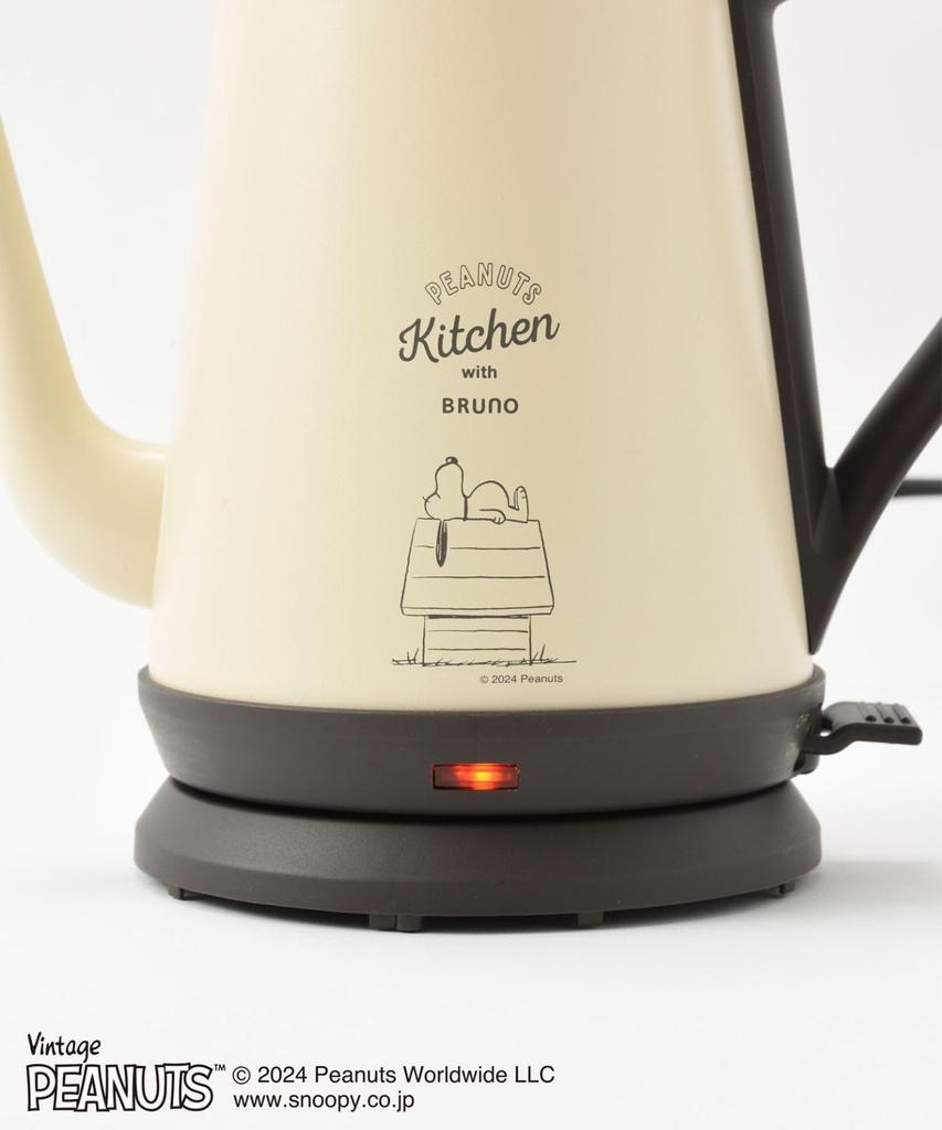 BRUNO PEANUTS Electric Kettle, 1.0L Capacity, Automatic Power-Off, Boil-Dry Prevention, Cute Stainless Steel Daily Kettle, Snoopy Design, BOE072-ECRU
