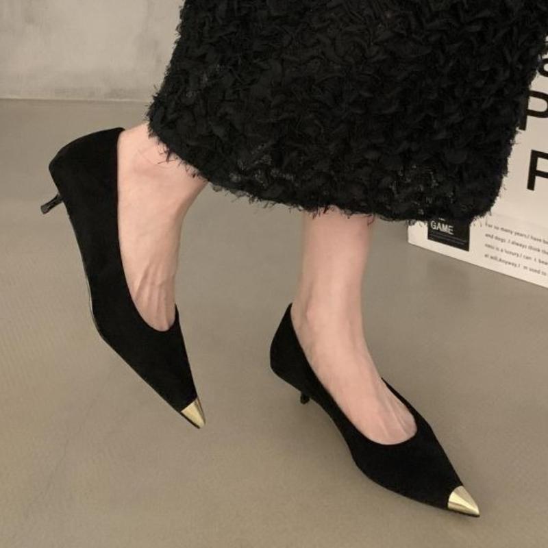 Fashion French Pointed Toe Leopard Pattern Temperament Shallow Mouth Single Shoes Women's Spring and Autumn New Suede Stiletto Shoes